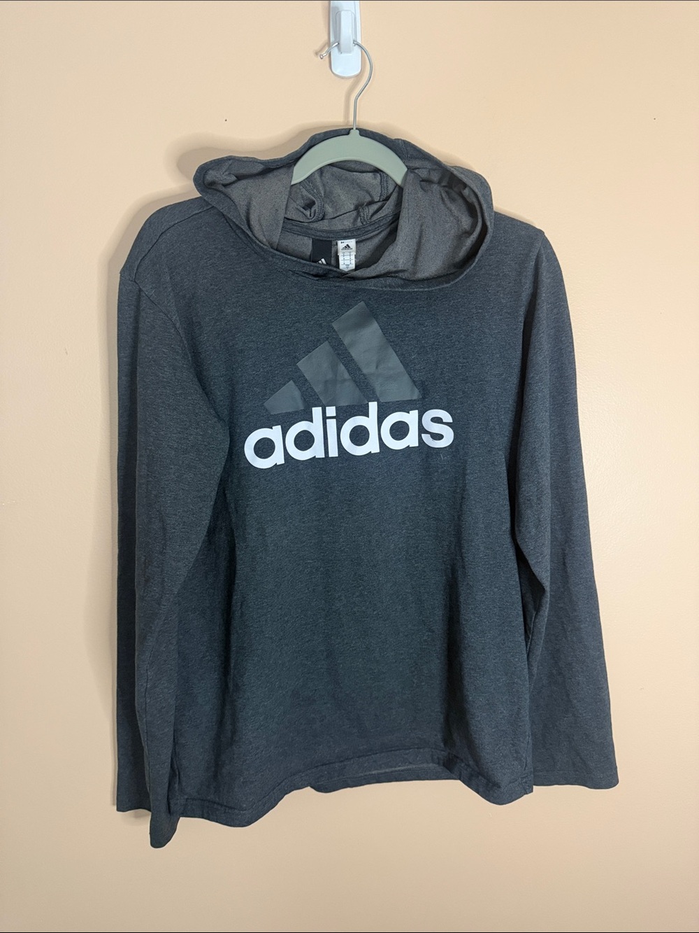 adidas men’s Dark Charcoal Gray Logo Hoodie